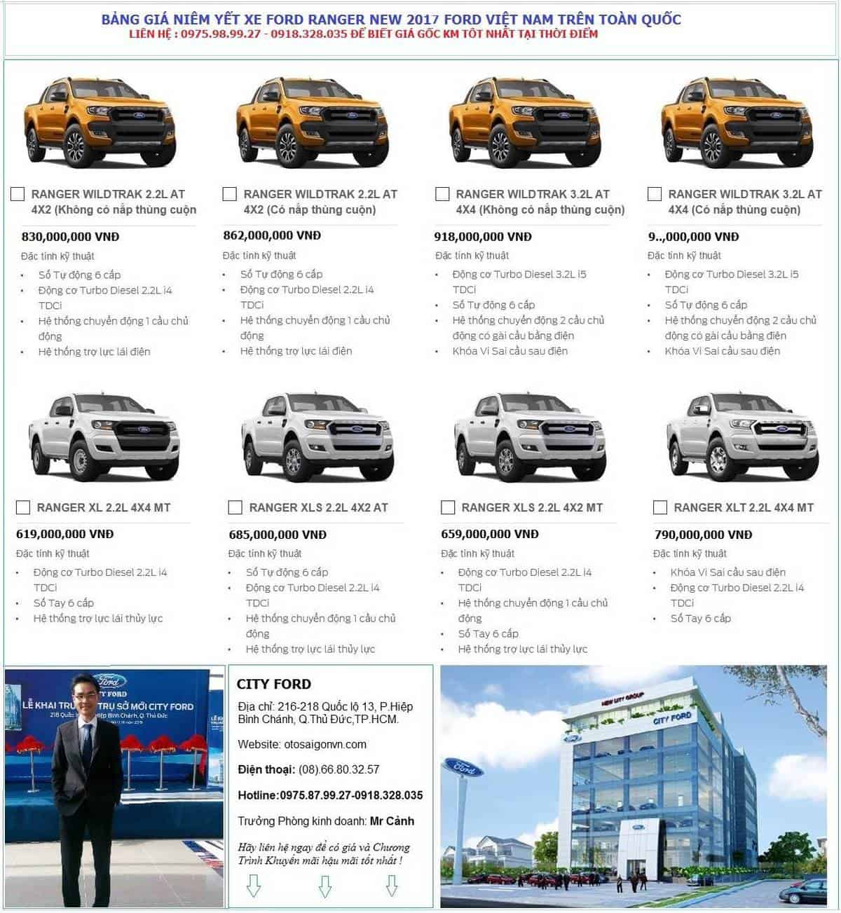 Ford Ranger 2018 mới bán tải tại Việt Nam giá hấp dẫn tại City Ford 14